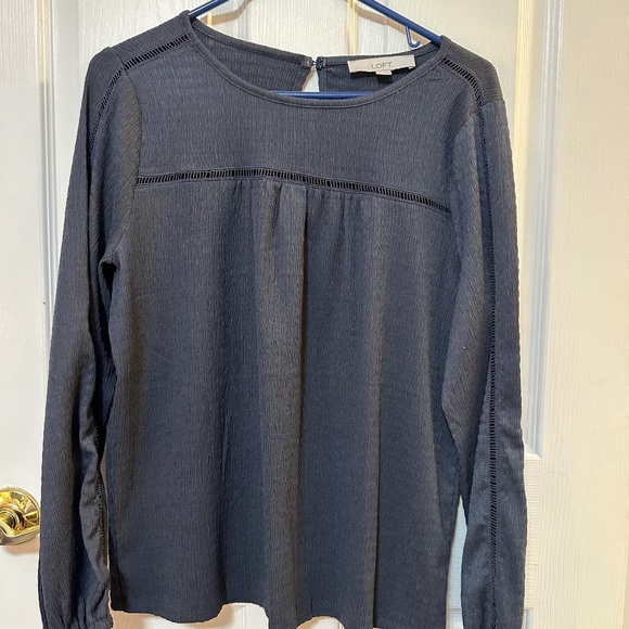 Ann Taylor Loft Size Medium Long Sleeve Slate/Dark Gray Blouse - Picture 1 of 4